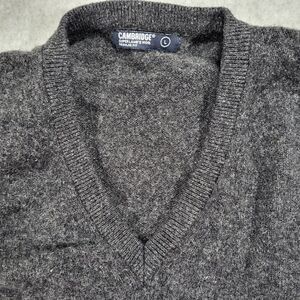 Cambridge‎ Mens Large Regular Fit Dark Gray Black Super Lamb's Wool Sweater Vest